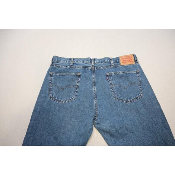 Levi's 505 Regular Fit Straight Rugged Denim Blue Jeans Mens Size 42 x 32 - Picture 6 of 7